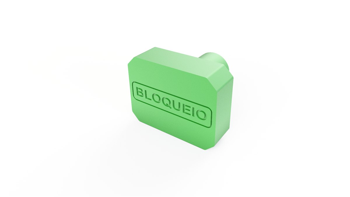 Peça de bloqueio industrial produzida em impressão 3D