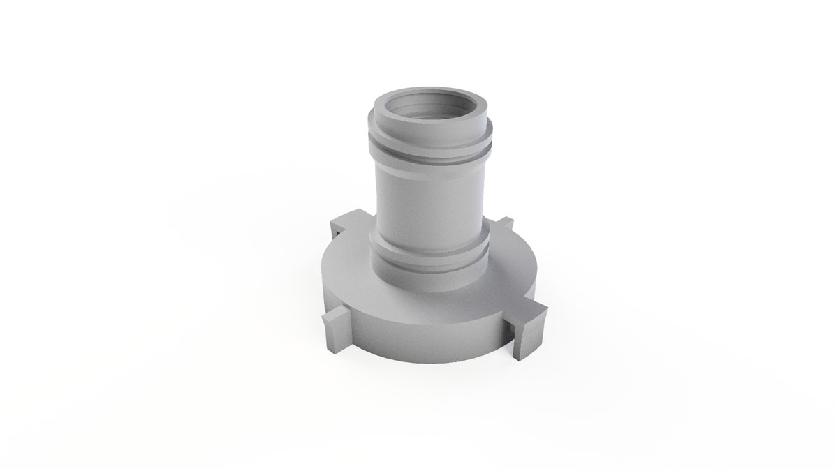Adaptador com travas de encaixe produzido em impressão 3D
