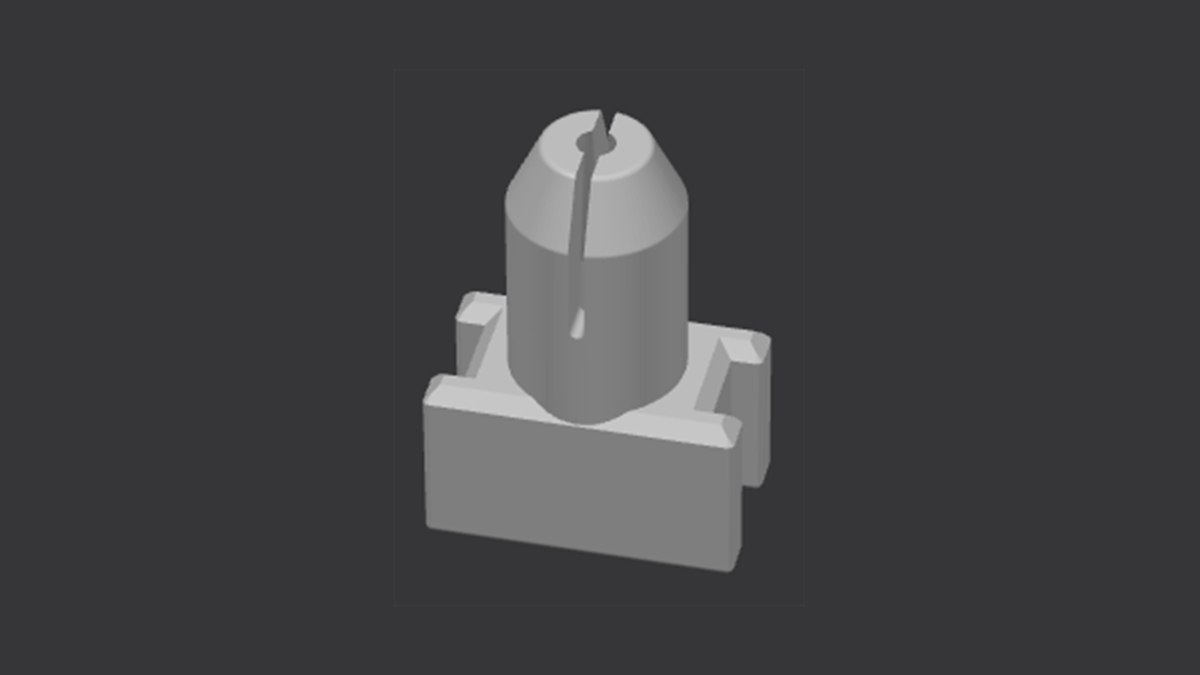 Pino guia com base de encaixe produzido em impressão 3D
